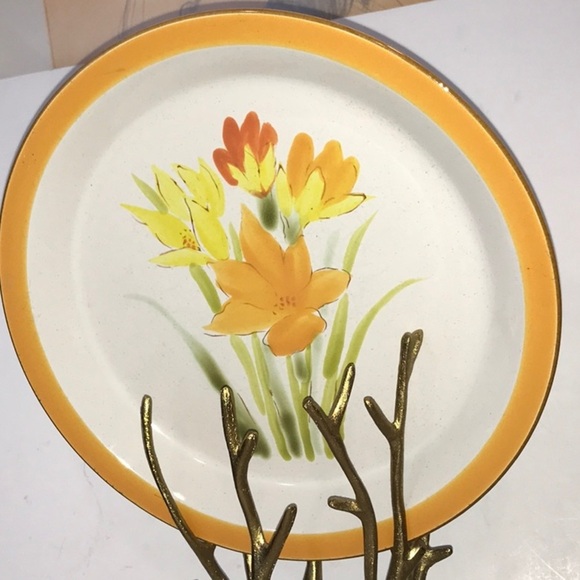 Endura Stoneware Platter Dinner Ware Orange Tiger Lillies Hand Painted Korea - Picture 2 of 8
